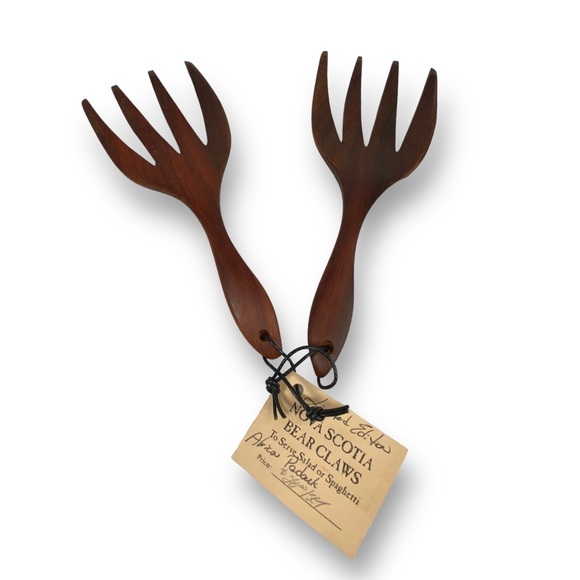 Riven Woodworks African Padauk Bear Salad Or Spaghetti Tong Set Nova Scotia - Picture 1 of 7